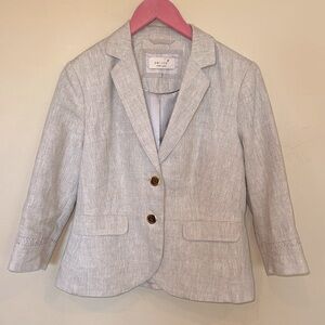100% Linen blazer in natural color cream beige 2-button Women’s Sz 6/8 UK 12